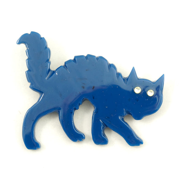 Blue Bakelite Scaredy Cat Pin Cats Like Us