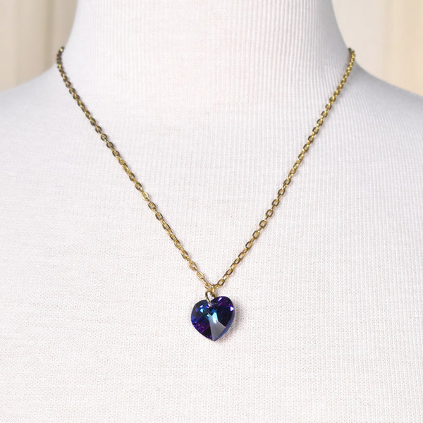 Blue Faceted Heart Necklace Cats Like Us