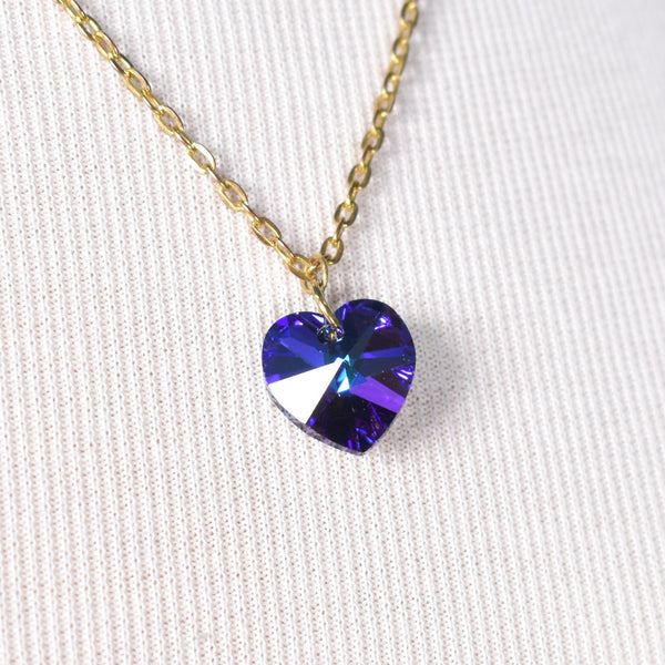 Blue Faceted Heart Necklace Cats Like Us