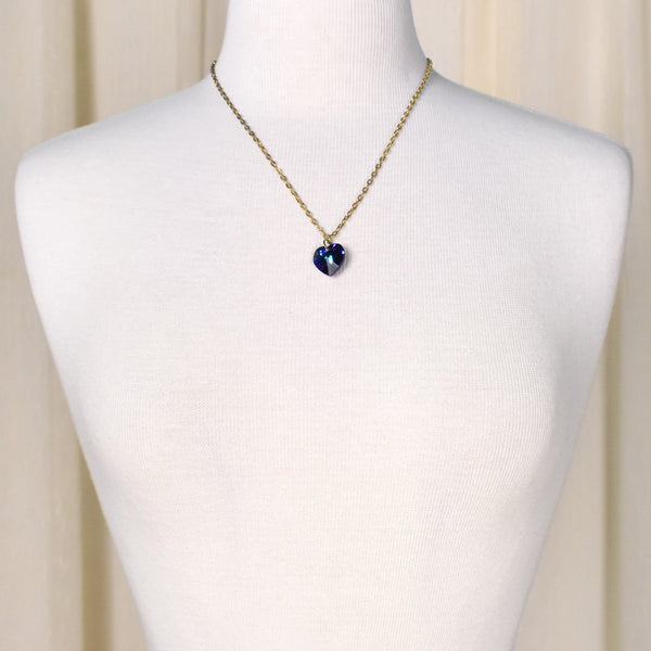 Blue Faceted Heart Necklace Cats Like Us