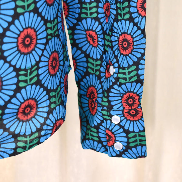 Blue Floral Western Shirt Cats Like Us
