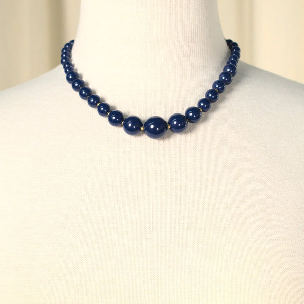 Blue & Gold Bead Necklace Cats Like Us