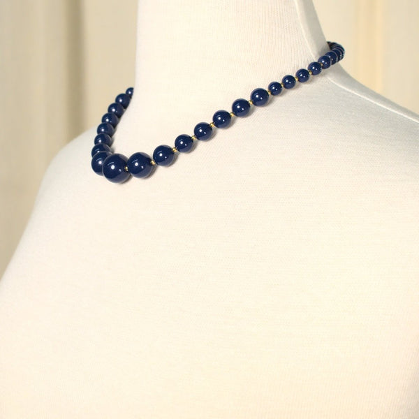 Blue & Gold Bead Necklace Cats Like Us