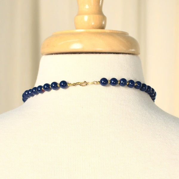 Blue & Gold Bead Necklace Cats Like Us