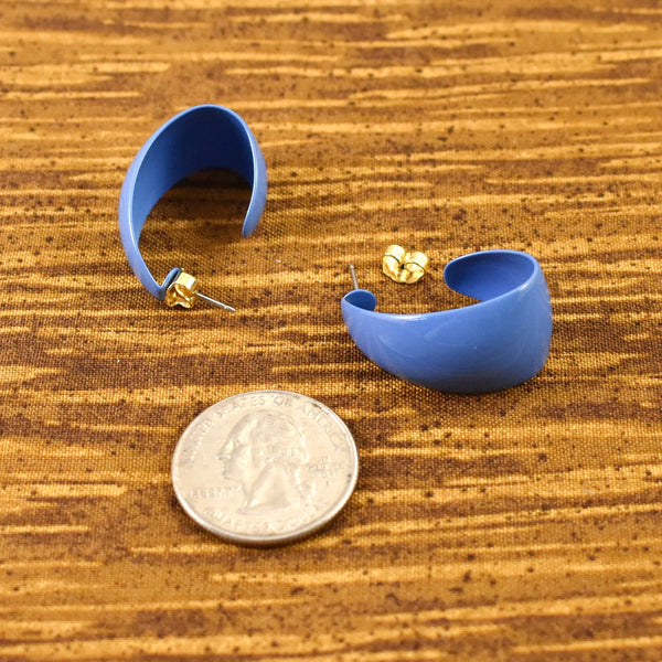 Blue Long Enamel Hoop Earrings Cats Like Us