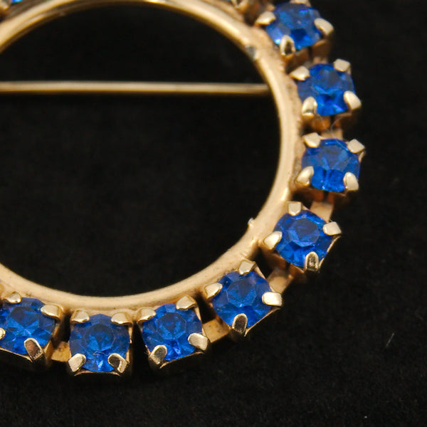 Blue Rhinestone Wreath Brooch Cats Like Us