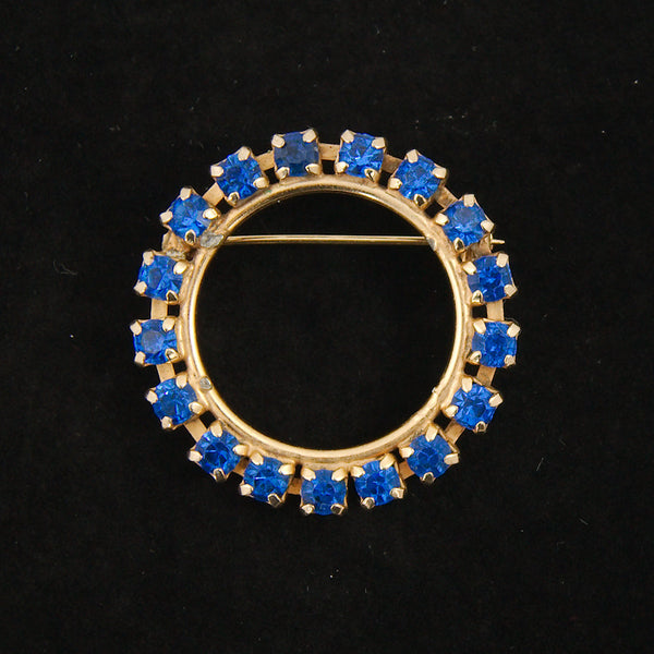 Blue Rhinestone Wreath Brooch Cats Like Us