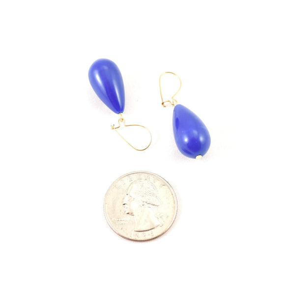 Blue Teardrop Bead Earrings Cats Like Us