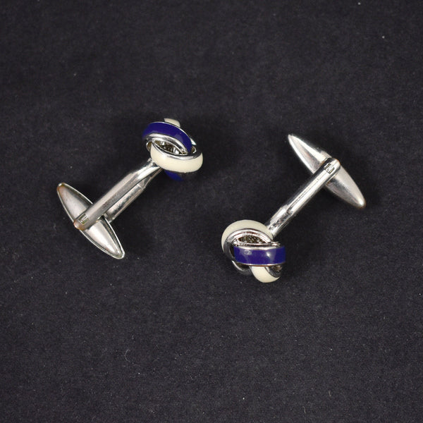 Blue & White Knot Vintage Cuff Links Cats Like Us