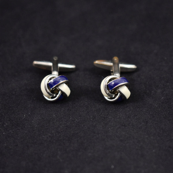 Blue & White Knot Vintage Cuff Links Cats Like Us