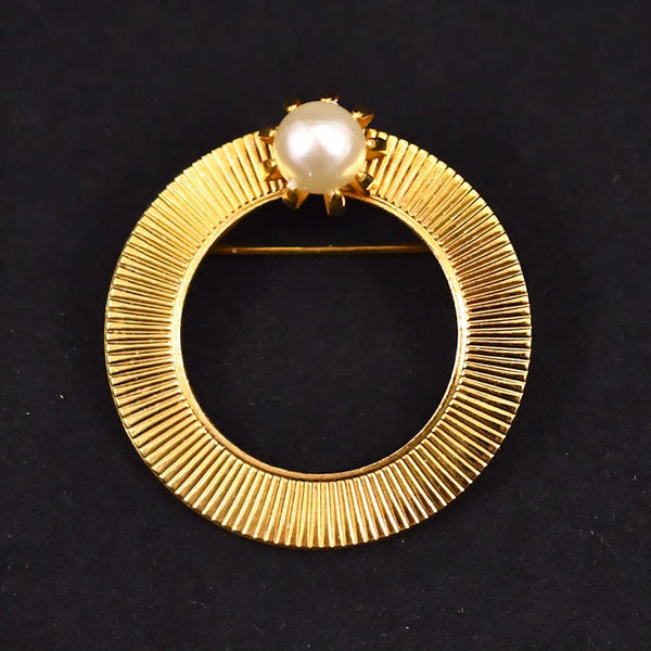 Bright Gold & Pearl Circle Pin Cats Like Us