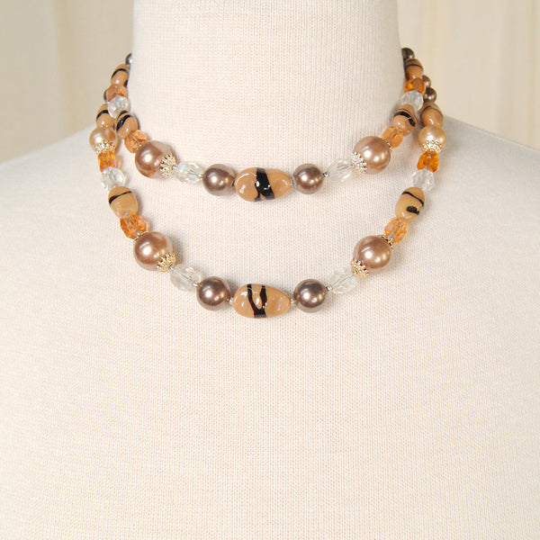 Brown Double Strand Necklace Cats Like Us