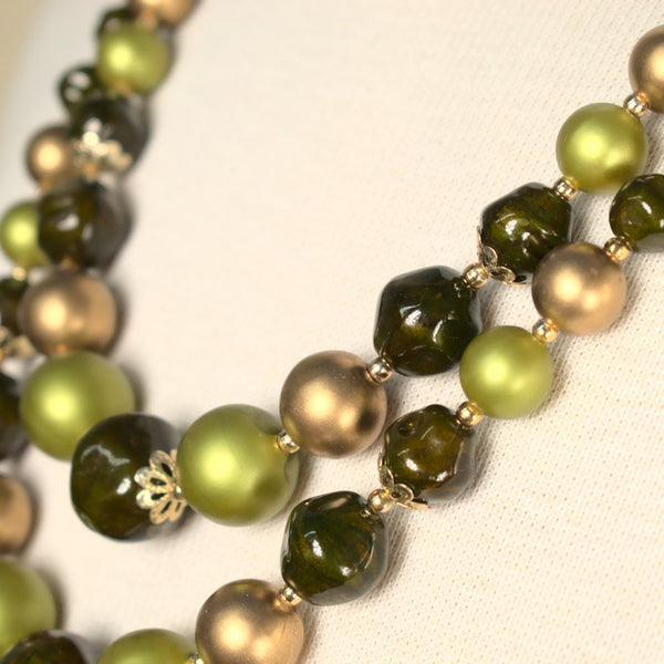 Brown & Lime Pearl Necklace Cats Like Us