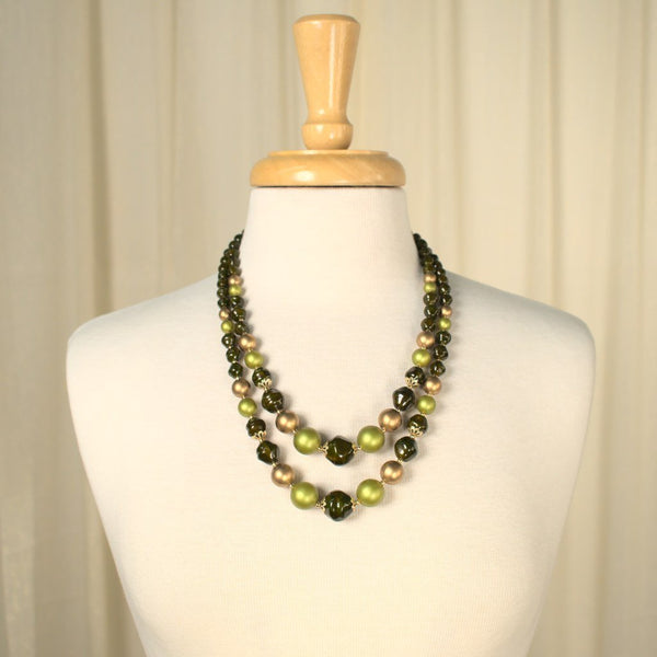 Brown & Lime Pearl Necklace Cats Like Us