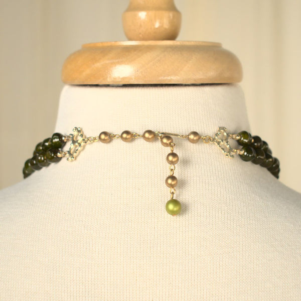 Brown & Lime Pearl Necklace Cats Like Us
