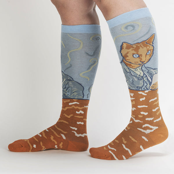Cat Van Gogh Selfie Knee Socks Cats Like Us