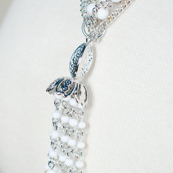 Chandelier White Bead Necklace Cats Like Us