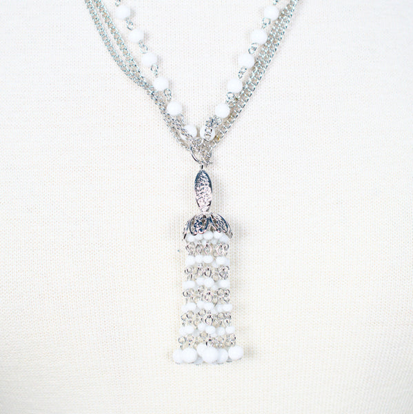 Chandelier White Bead Necklace Cats Like Us