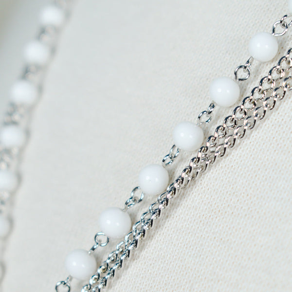 Chandelier White Bead Necklace Cats Like Us