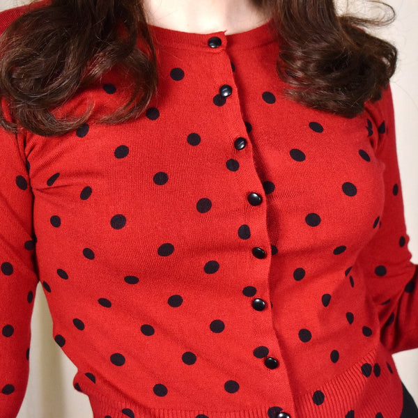 Clara Red Polka Dot Cardigan Cats Like Us