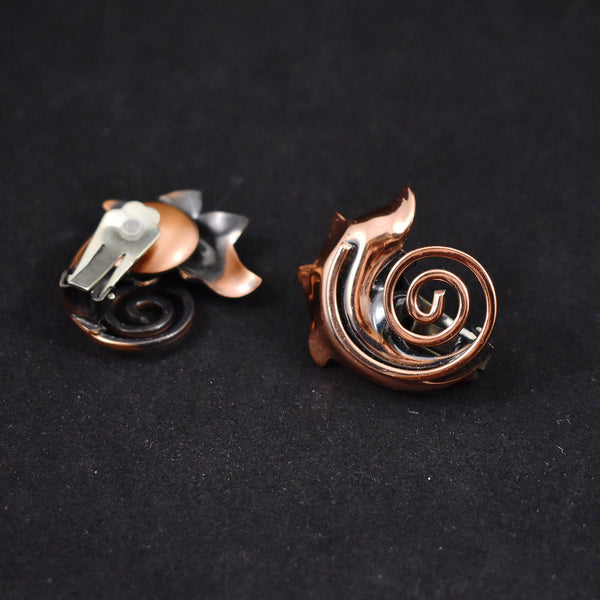 Copper Vintage Swirl & Leaf Earrings Cats Like Us