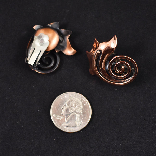 Copper Vintage Swirl & Leaf Earrings Cats Like Us