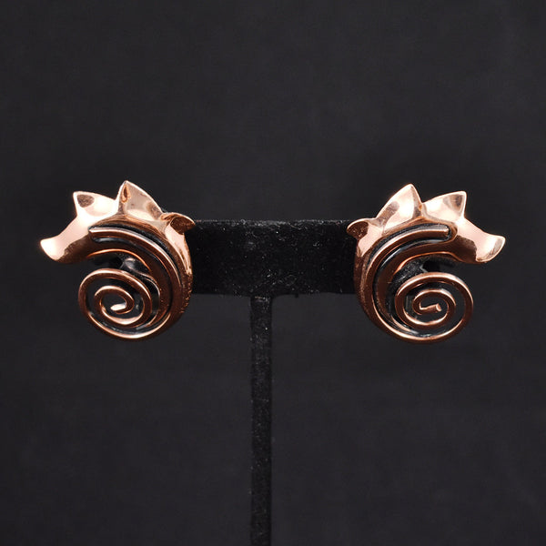 Copper Vintage Swirl & Leaf Earrings Cats Like Us