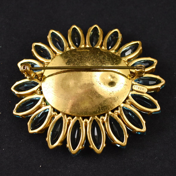 Czech Glass Aqua Brooch Cats Like Us