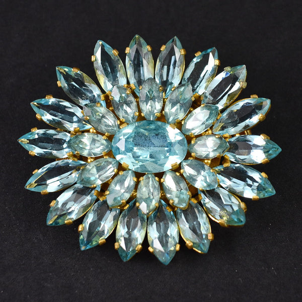 Czech Glass Aqua Brooch Cats Like Us