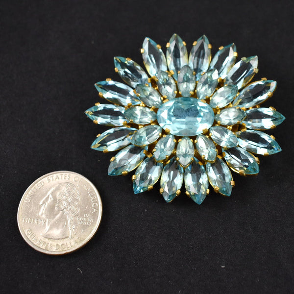 Czech Glass Aqua Brooch Cats Like Us