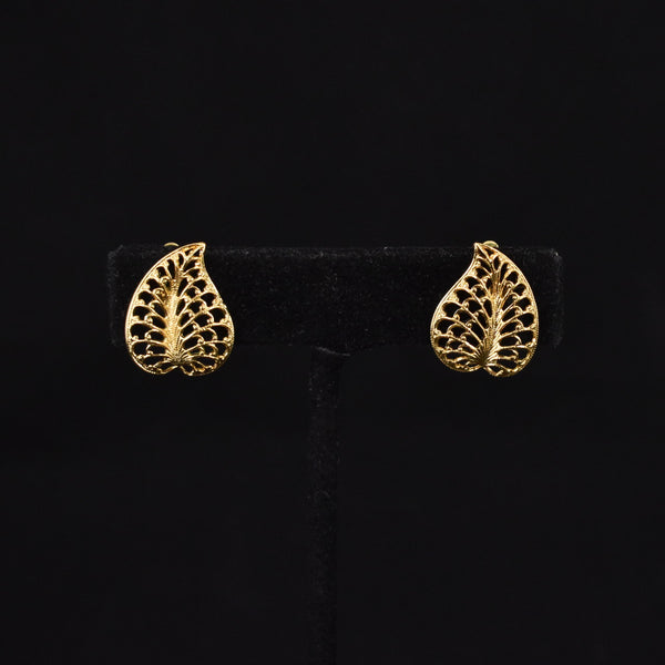 Lightweight Goldtone Heart Shaped Leaf Earrings