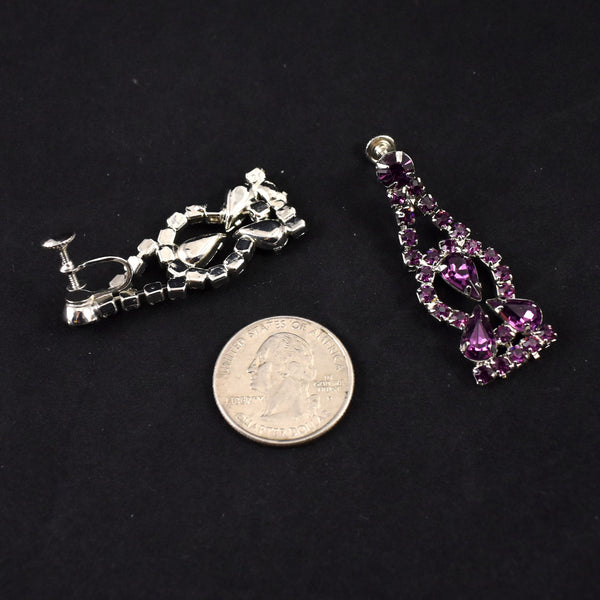 Purple Rhinestone Pendulum Earrings