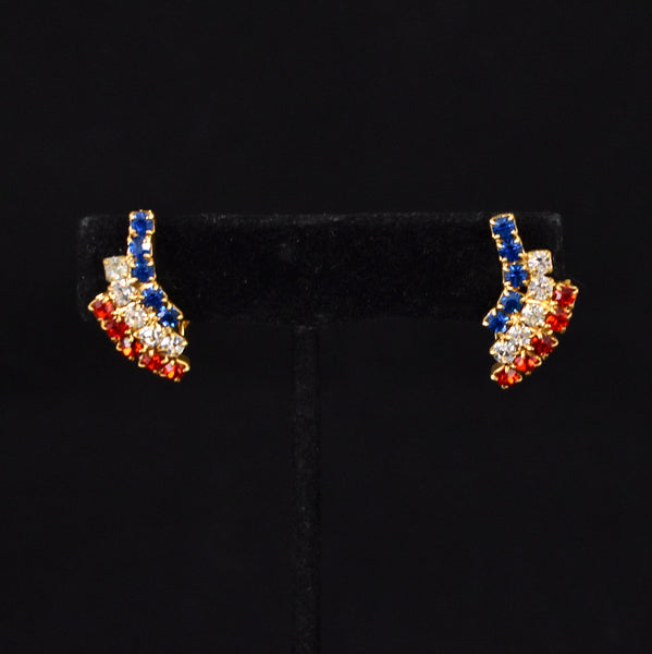 Red White & Blue Rhinestone Earrings