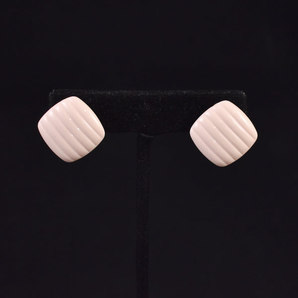 Trifari Cream Square Earrings