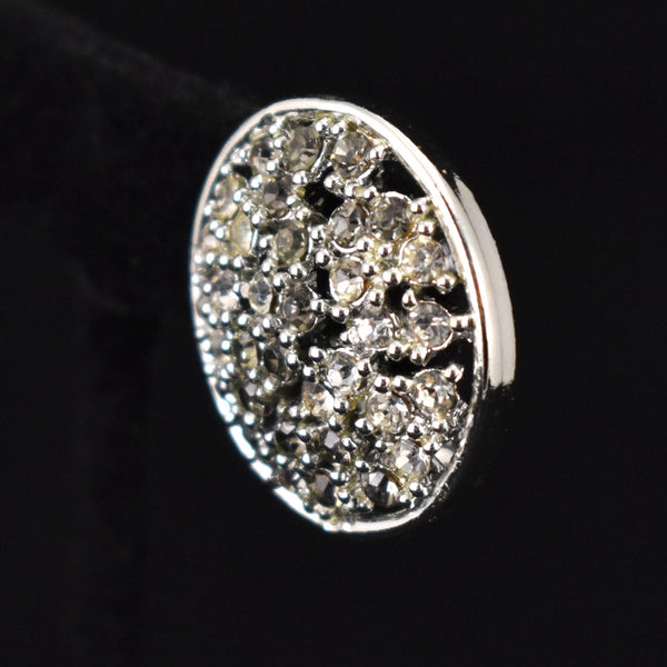 Round Clear & Gray Rhinestone Earrings