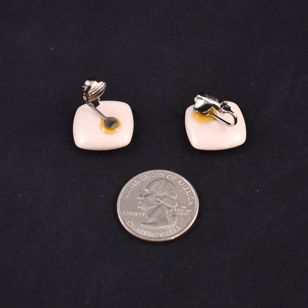 Trifari Cream Square Earrings