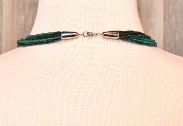 Multi Strand Teal & Black Necklace