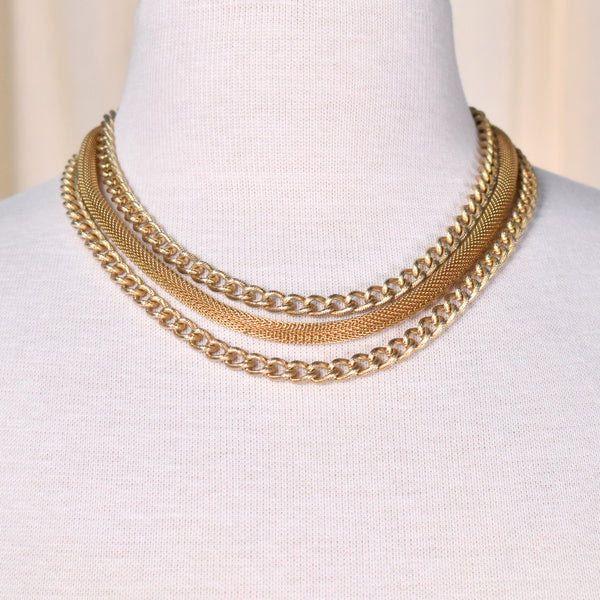 Chunky Goldtone Triple Chain Necklace