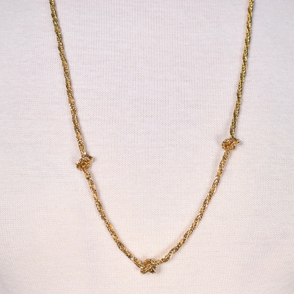 Long Shiny Gold Knotted Necklace