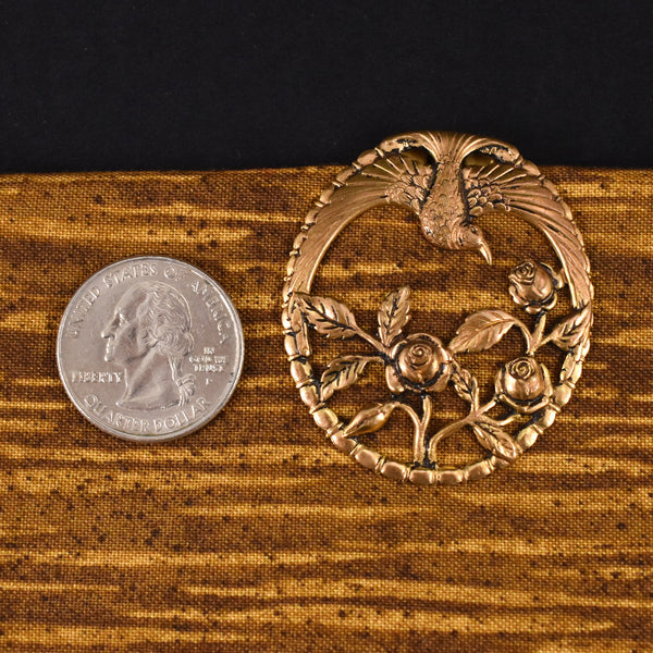 Soaring Bird & Roses Fur Dress Scarf Clip