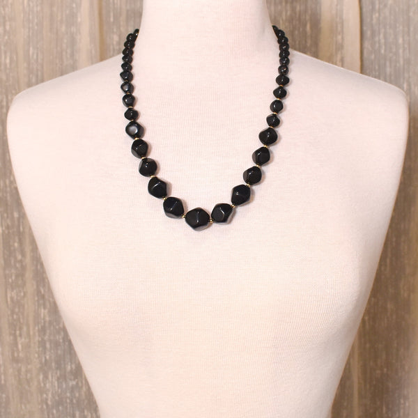 Black & Gold Graduated Funky Bead Necklace