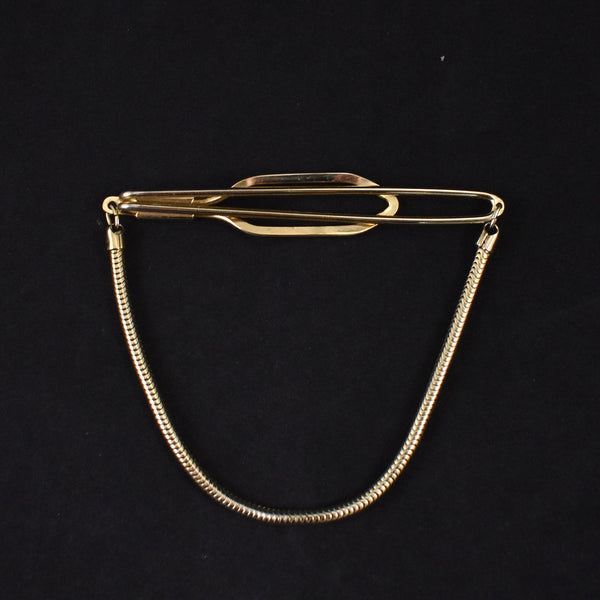 Oval Gold Tie Bar Slide with Chain