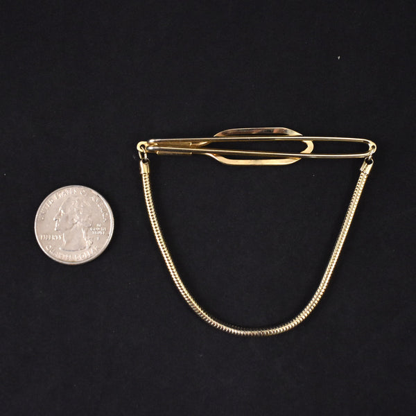 Oval Gold Tie Bar Slide with Chain