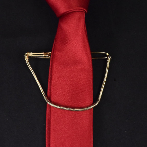 Oval Gold Tie Bar Slide with Chain