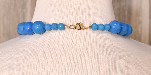 Bright Blue Stone Bead Necklace