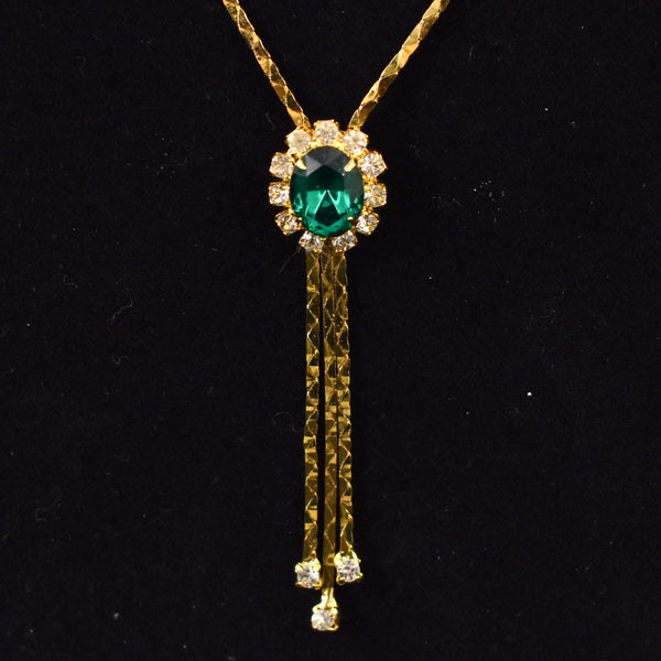 Gold Chain Emerald Rhinestone Jewelry Set