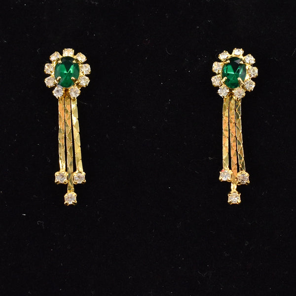Gold Chain Emerald Rhinestone Jewelry Set