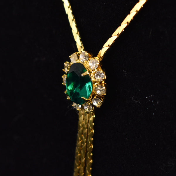Gold Chain Emerald Rhinestone Jewelry Set
