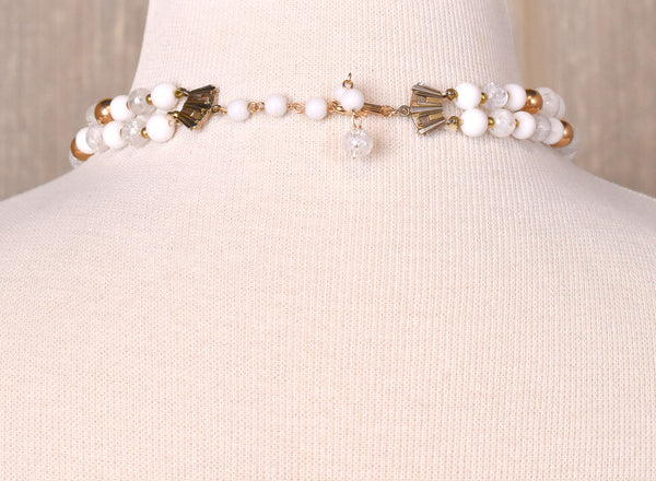 Double Stand Aurora Borealis & White Bead Necklace