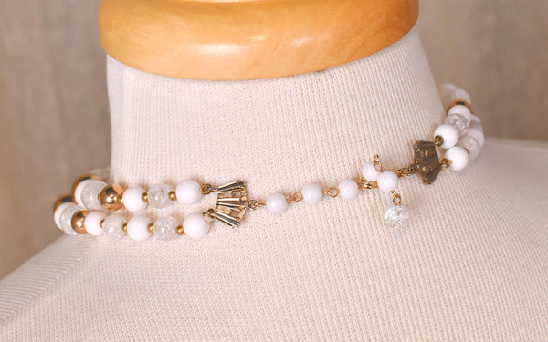 Double Stand Aurora Borealis & White Bead Necklace